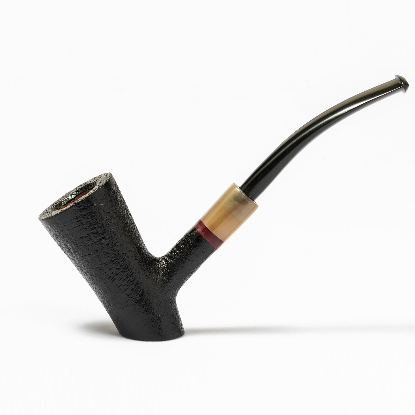 老狐狸石楠木小烟斗3mm过滤烟道牛角环装饰黑坎烟嘴军插锤子斗