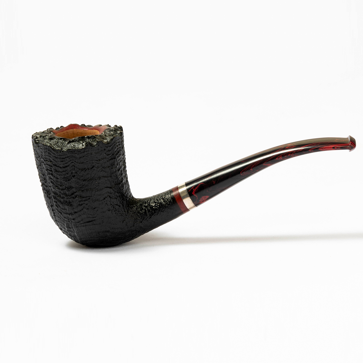 老狐狸黑色喷砂石楠木手工烟斗3mm过滤烟道进口八花坎伯兰烟嘴