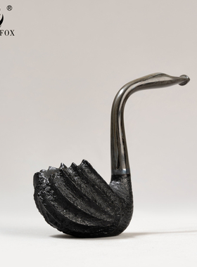 老狐狸设计师款黑色精品手工烟斗进口石楠木3mm烟道坎伯兰烟嘴