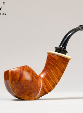 老狐狸精品手工烟斗西班牙进口石楠木3mm烟道米白环坎伯兰烟嘴