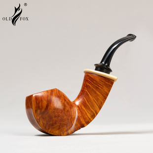 老狐狸精品手工烟斗西班牙进口石楠木3mm烟道米白环坎伯兰烟嘴