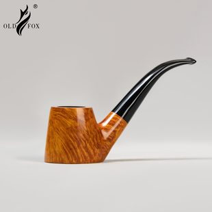 OLDFOX老狐狸石楠木烟斗火山斗旱烟铜锅带过滤烟袋锅草丝烟斗男士