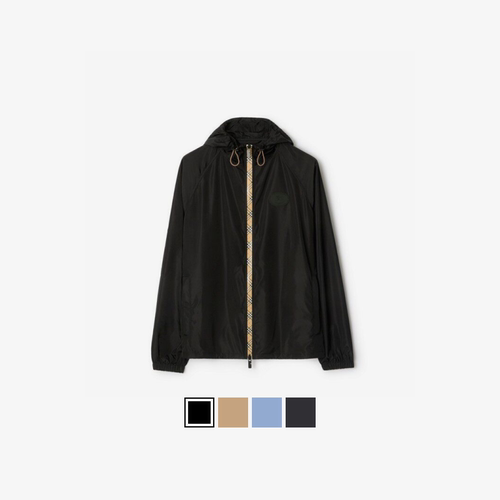 格纹饰带尼龙连帽外套BURBERRY