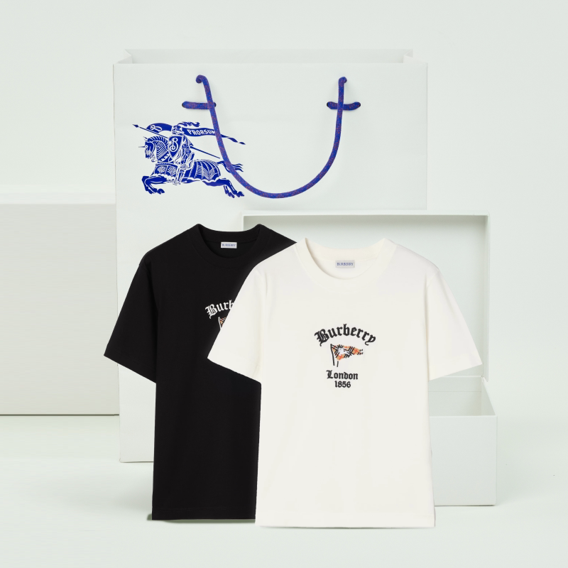 格纹旗帜图案棉质T恤衫BURBERRY图片