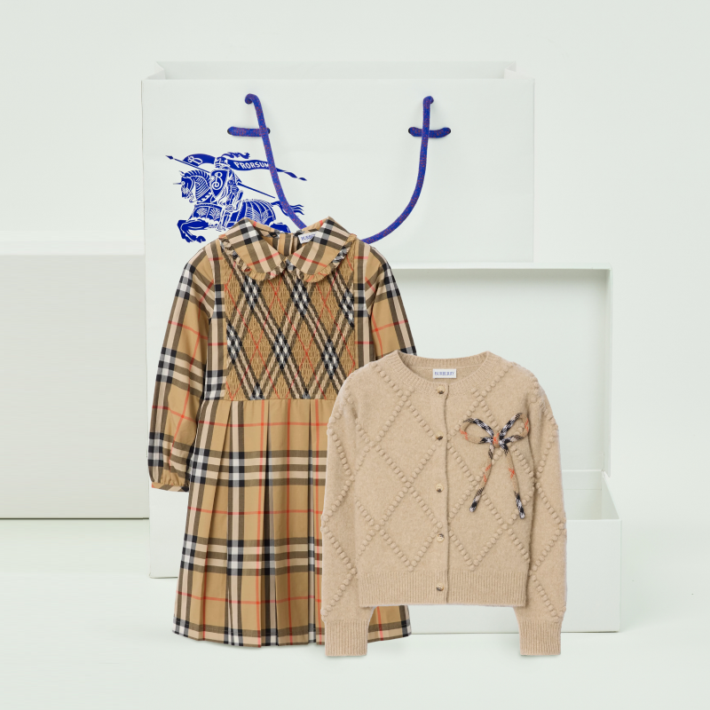 【限定礼盒】BURBERRY女童 格纹羊毛羊绒混纺开衫+棉府绸连衣裙,童装/婴儿装/亲子装,毛衣/针织衫,淘宝优惠券,粉丝福利购,淘宝优惠卷