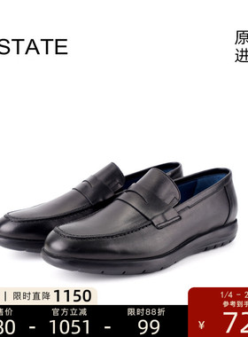 ESTATE进口商务休闲一脚蹬懒人鞋轻质真皮经典乐福男鞋 9765-ROC