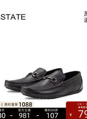 ESTATE原装进口时尚手工休闲皮鞋男士一脚蹬懒人鞋乐福鞋0285-548