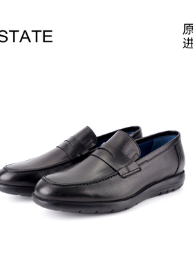 ESTATE进口商务休闲一脚蹬懒人鞋轻质真皮经典乐福男鞋 9765-ROC