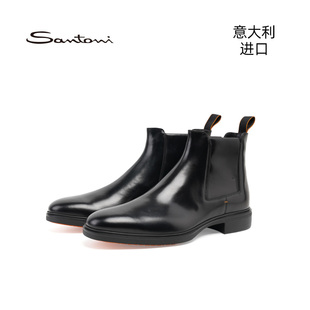 18937 切尔西男靴 SANTONI 意大利进口小牛皮超轻软底一脚蹬时尚