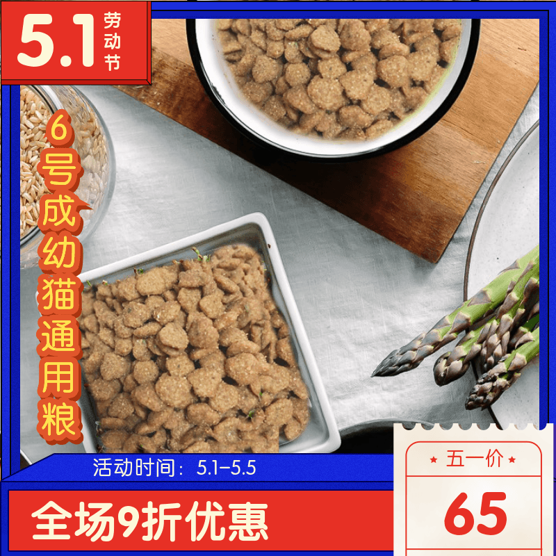 阿幸素食宠粮 6号海苔果蔬纯素成幼猫通用猫粮/消化护皮毛/5斤装