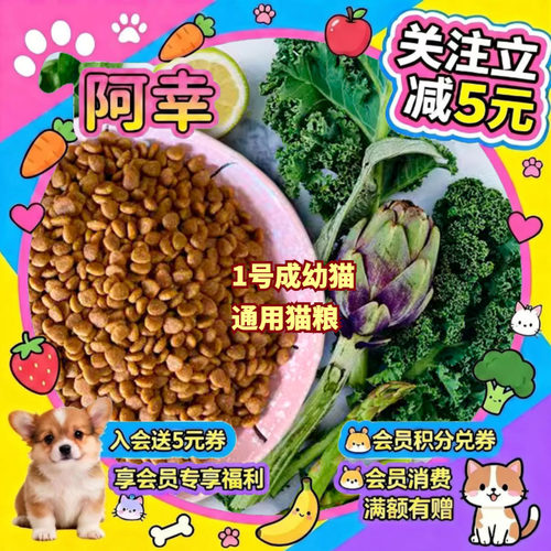 阿幸素食宠粮 1号纯素成幼猫通用猫粮/亮皮毛助消化排毛球/5斤