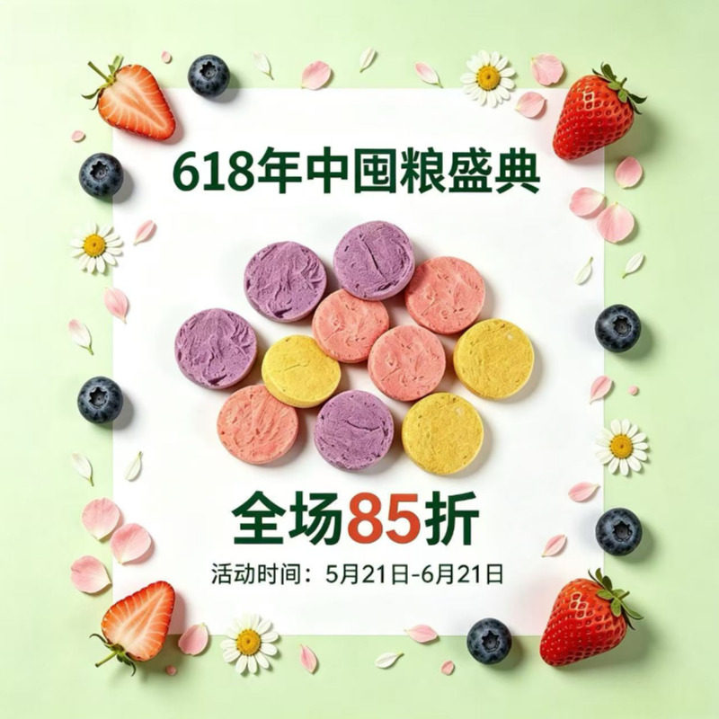 阿幸素食宠物零食猫狗通用果蔬冻干/11种果蔬混合小圆饼冻干30g