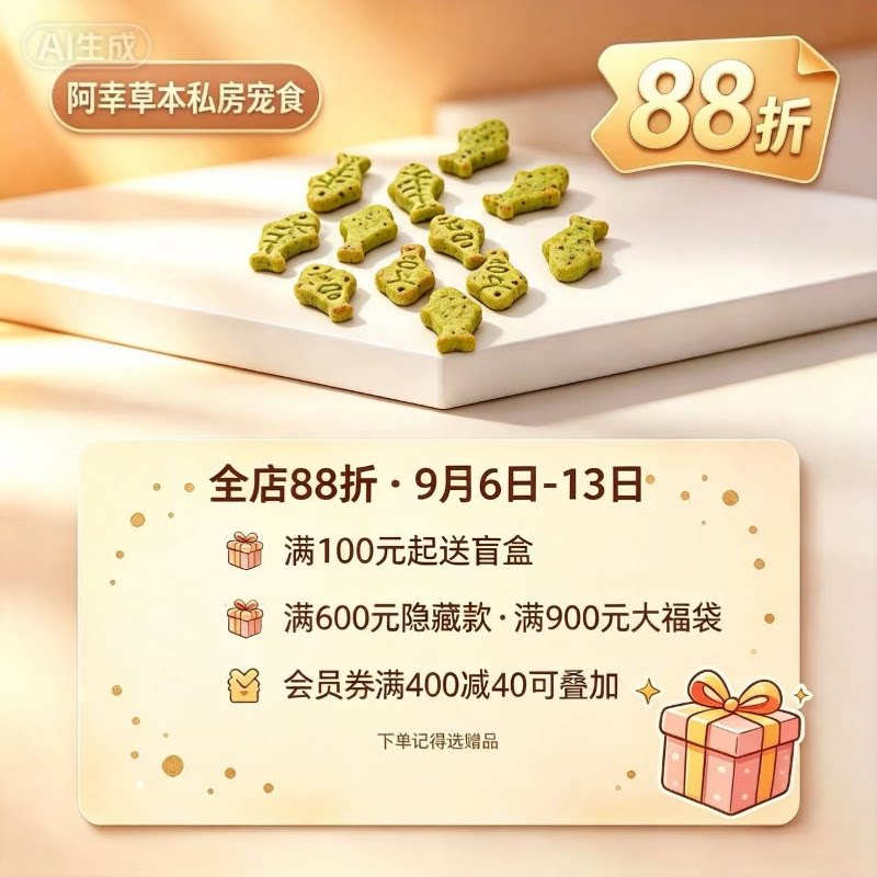 阿幸素食宠粮 阿幸纯素宠物零食猫狗饼干/猫草味/燕麦味/500g图片