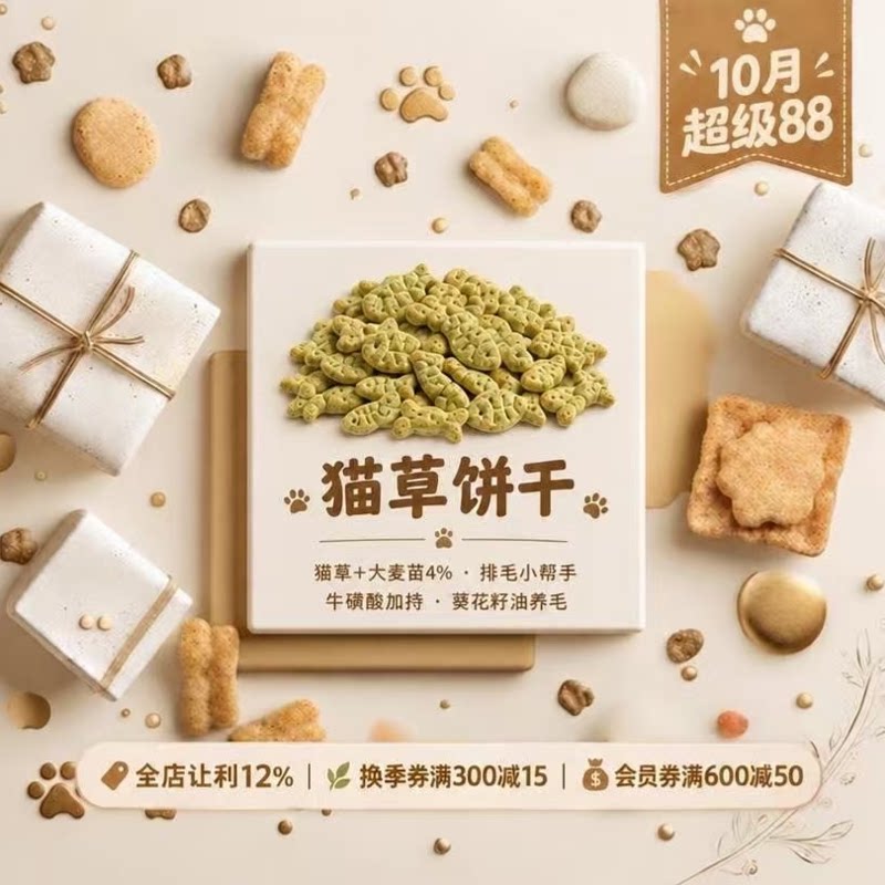 阿幸素食宠粮 阿幸纯素宠物零食猫狗饼干/猫草味/燕麦味/500g