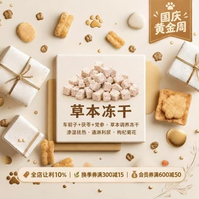 阿幸草本猫狗零食车前子茯苓亚麻籽枸杞党参山楂山药混合冻干30g