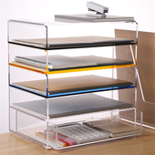 三锐亚克力透明彩色A4文件书籍分类架北欧创意桌面抽屉收纳盒可叠加办公组合多功能文件架收纳栏