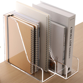 三锐立式 收纳工位置物架书本杂志可移动收纳学生书桌收纳办公室A4大容量文件栏 文件框亚克力透明桌面立式