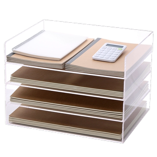 三锐A3文件托盘透明亚克力工程图纸画册收纳架学生素描纸置物盒单位公文盒设计书本整理架简约创意置物架
