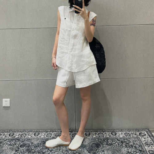 夏季新款轻熟简约棉麻两件套女