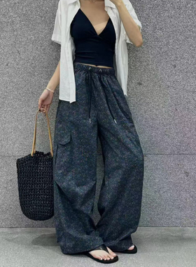 N9花色休闲裤女2026夏季新款高腰宽松显瘦碎花工装裤百搭阔腿裤潮
