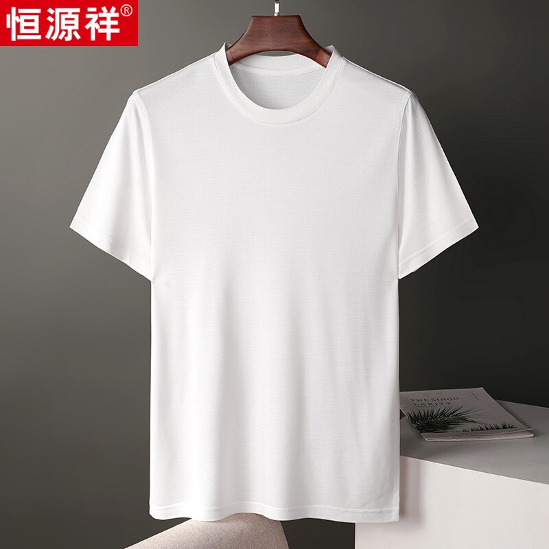 恒源祥100%桑蚕丝短袖t恤男夏季纯色圆领真丝半袖打底衫男装上衣在类目 男装, T恤中 - 来自Buy2taobao.com提供专业的淘宝代购服务