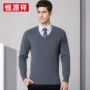 Áo len nam thương hiệu Hengyuanxiang áo len nguyên chất giảm giá chính thức cửa hàng áo len nam áo len cổ chữ V - Hàng dệt kim quần áo nam
