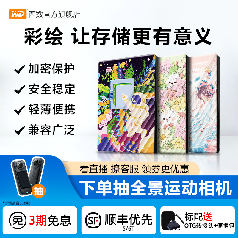 WD西数2T移动硬盘彩绘女生推荐