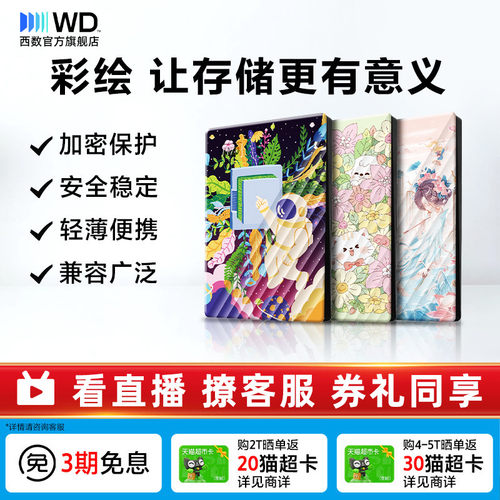 WD西数2T移动硬盘彩绘女生推荐
