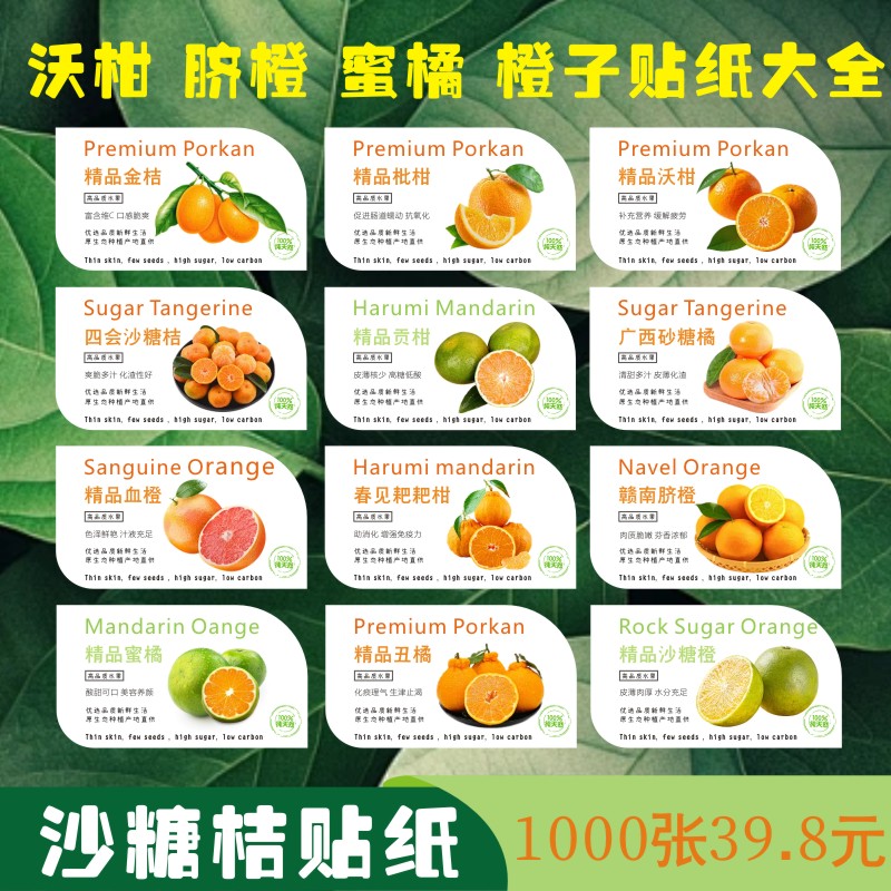 橙子橘子柠檬标签不干胶贴纸自粘不干胶/标签
