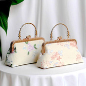 未完成产品 20cm七折手提袋春季 浪漫蕾丝口金材质包手工织物DIY