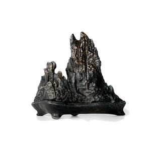 见君 黄铜奇峰竞秀山子摆件 办公室书房赏石摆件笔架山灵璧石山型