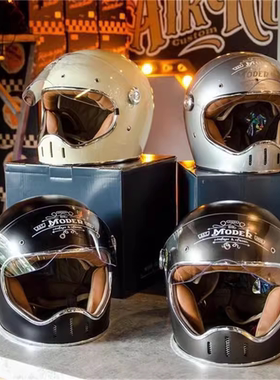 台湾 Moder LOUISE摩托车骑士复古全盔快插扣乐高安全帽男女头盔