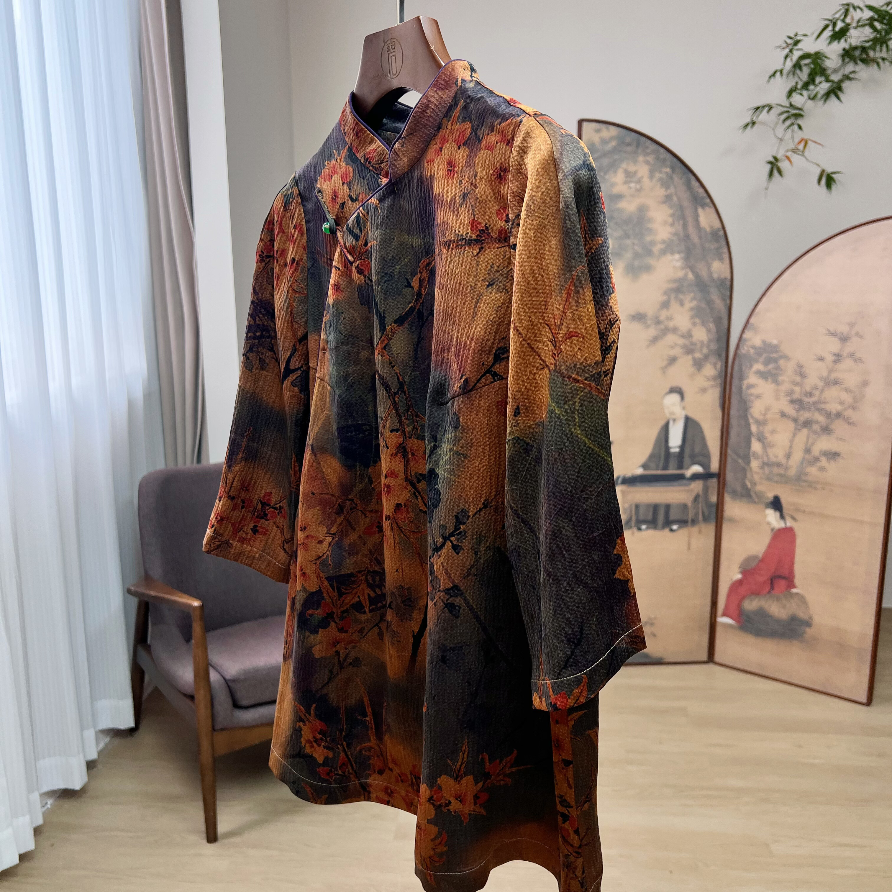 新中式复古香云纱旗袍真丝上衣