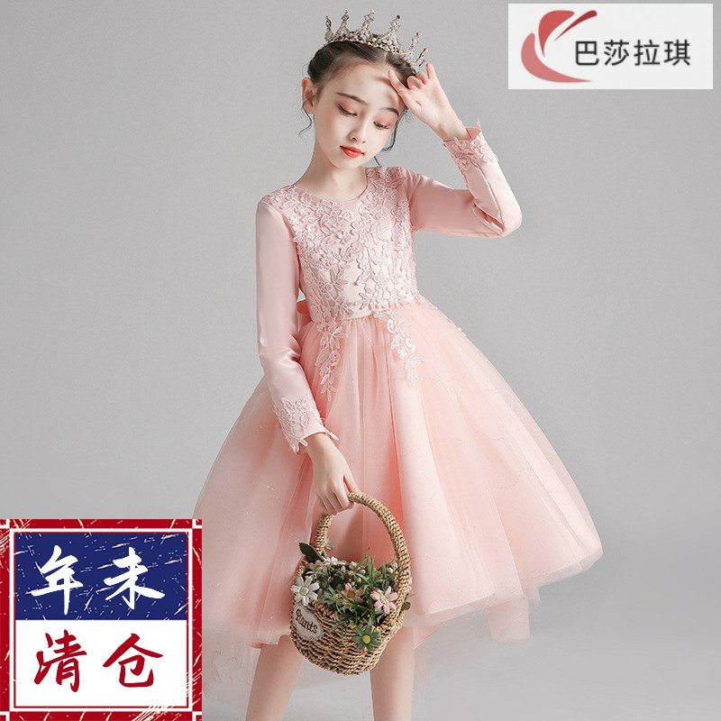儿童礼服秋冬女大童生日高端主持人钢琴女孩婚纱公主裙女童蓬蓬纱