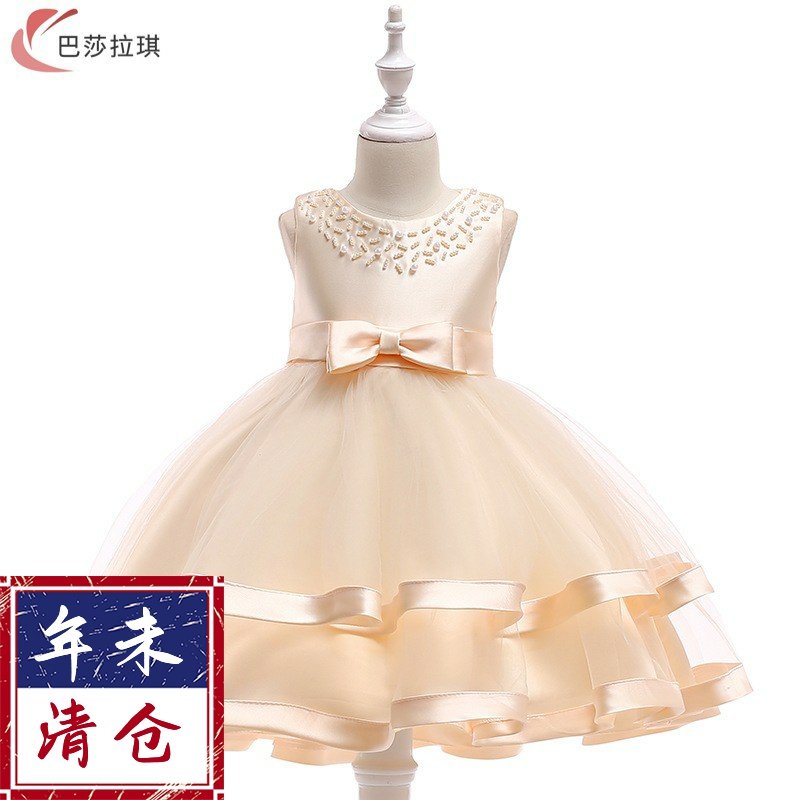 女童洋气婚纱公主裙花童蓬蓬纱儿童小主持人礼服女孩钢琴演出服冬