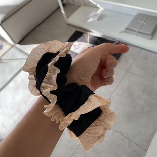 Korea韩国 立体花边质感黑色发圈大肠圈轻熟女通勤风 Sarah