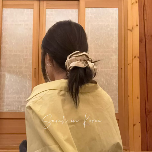 Sarah in Korea韩国 Trois de LEI东大门法式米色格子发圈大肠圈