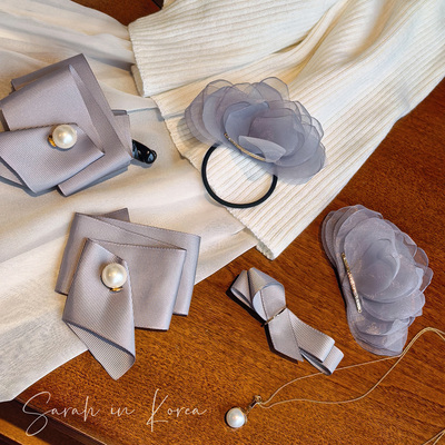 Sarah in Korea韩国 灰色系列薄纱弹簧夹香蕉夹发圈系列发饰