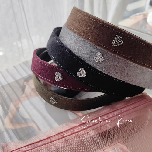 Sarah in Korea韩国 秋冬新款厚实柔软毛呢爱心中宽发箍