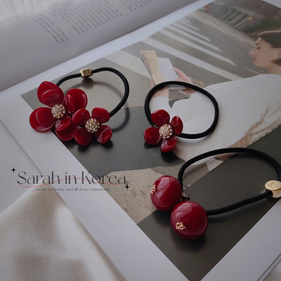 花朵球球发圈韩国代购精致