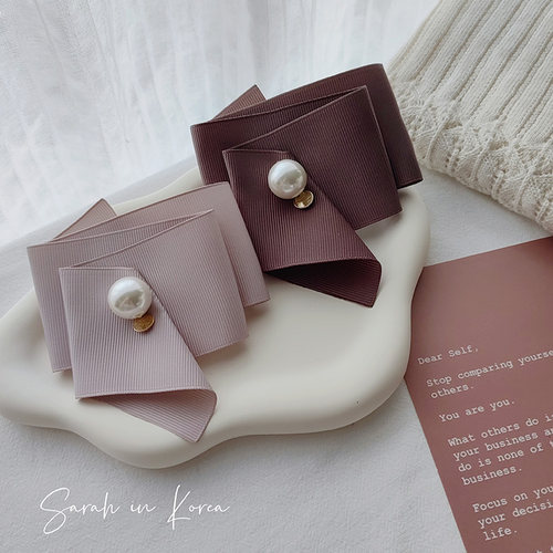 Sarah in Korea韩国 2025手工宽螺纹织带别致弹簧夹顶夹设计师