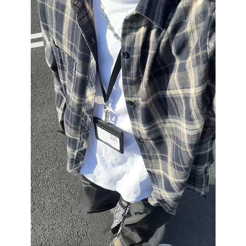 学院风复古格子衫男女款秋秋季宽衬衫