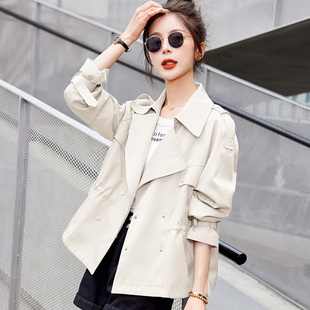小个子短款风衣女士2023春秋季新款百搭时尚欧货爆款收腰休闲外套