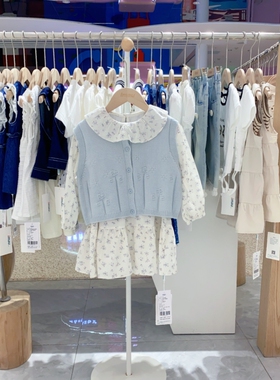 2025秋季imau奕玛女小童装针织背心碎花连衣裙儿童套装57SF574035