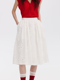 A字裙半身裙 中长款 26春夏LION&CAT法式 复古盘花绣修身