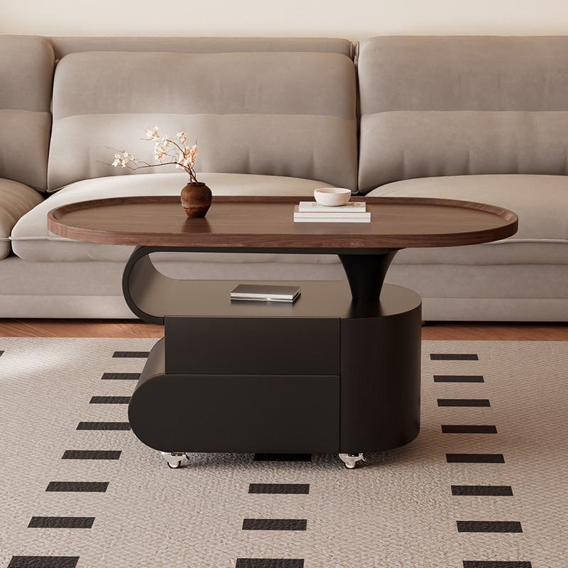 中古风新款高级客厅家用现代简约小户型可移动茶几沙发边几柜带轮