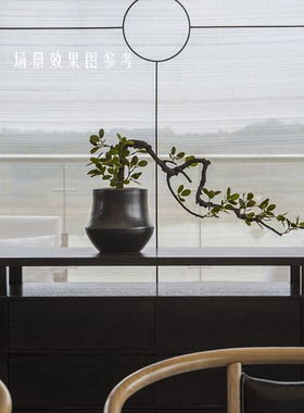 中式风黑色桌面仿真迎客松花盆