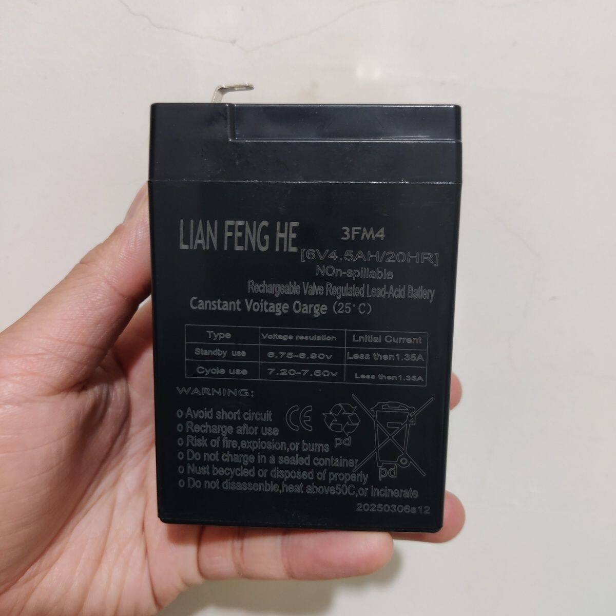 LIANFENGHE蓄电池(6V4.5AH/20HR)童车儿童车汽车玩具车康贝星电池