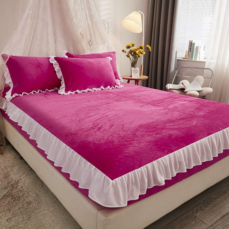 牛奶绒床笠床罩单件冬季加绒法兰珊瑚绒全包床单床垫三件套保护套