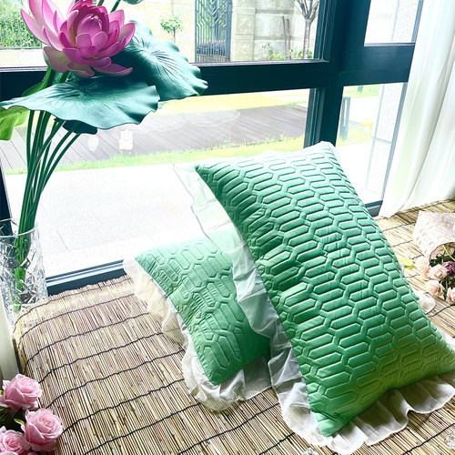 乳胶枕头套一对装花边夏季